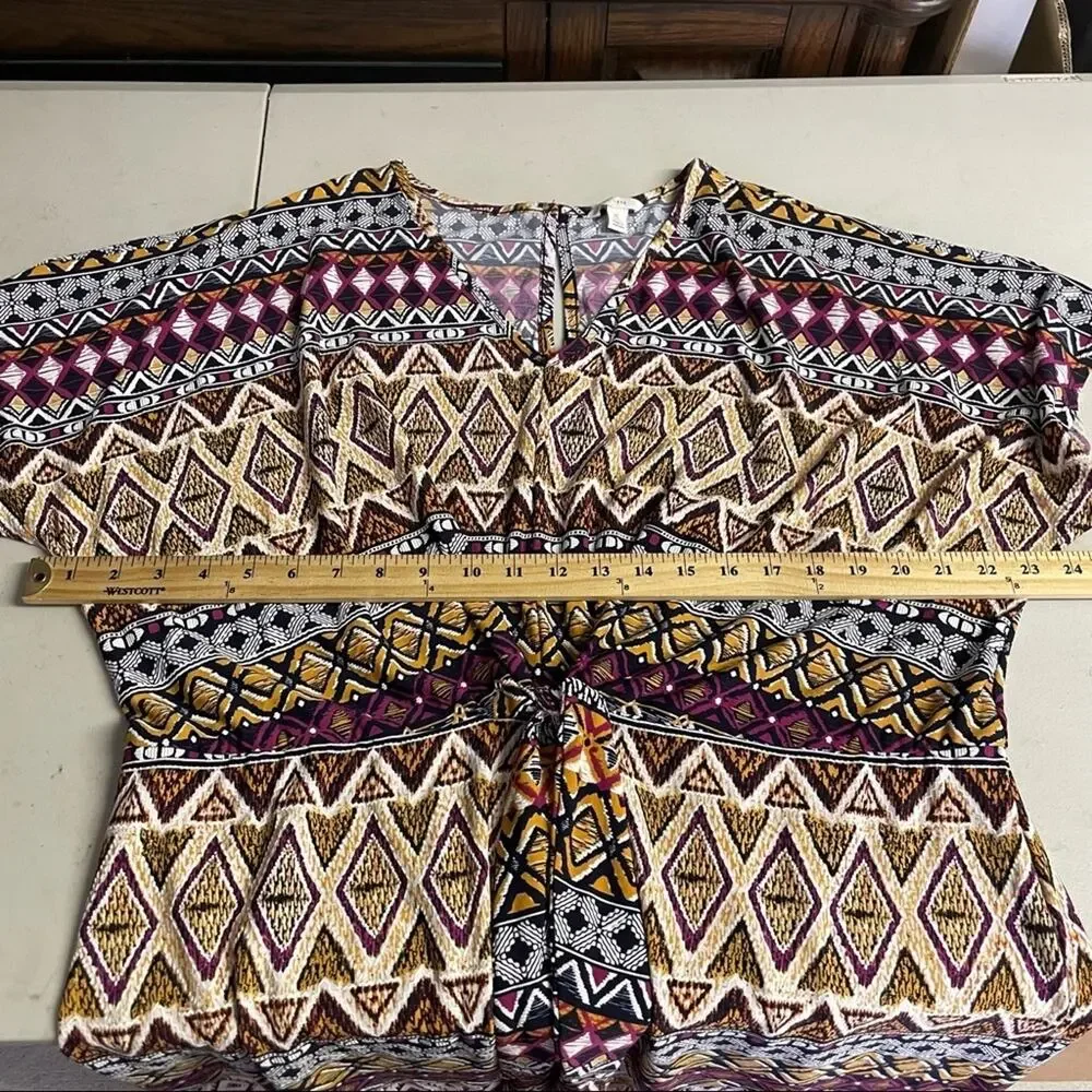 Cato multicolor romper keyhole back V-neck Y2K size XL